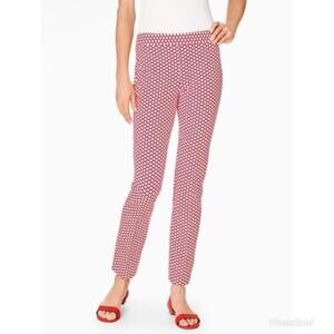 Talbots Red Chatham Ankle Pant Scallop Print NWOT